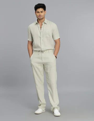 ROOKIES Men's Dark Beige Linen Chino Pant