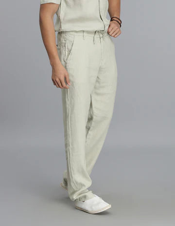ROOKIES Men's Dark Beige Linen Chino Pant