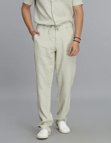 ROOKIES Men's Dark Beige Linen Chino Pant