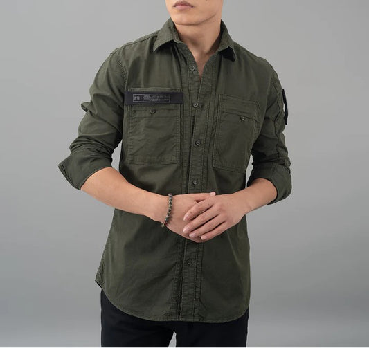 ROOKIES Dk Olive Full Sleeves Solid Shirt