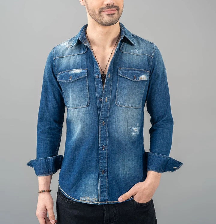 ROOKIES Dk Blue Full Sleeve Denim Shirt