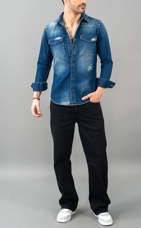 ROOKIES Dk Blue Full Sleeve Denim Shirt