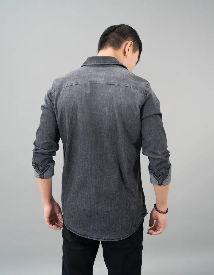 ROOKIES Charcoal Grey Full Sleeve Denim Shirt