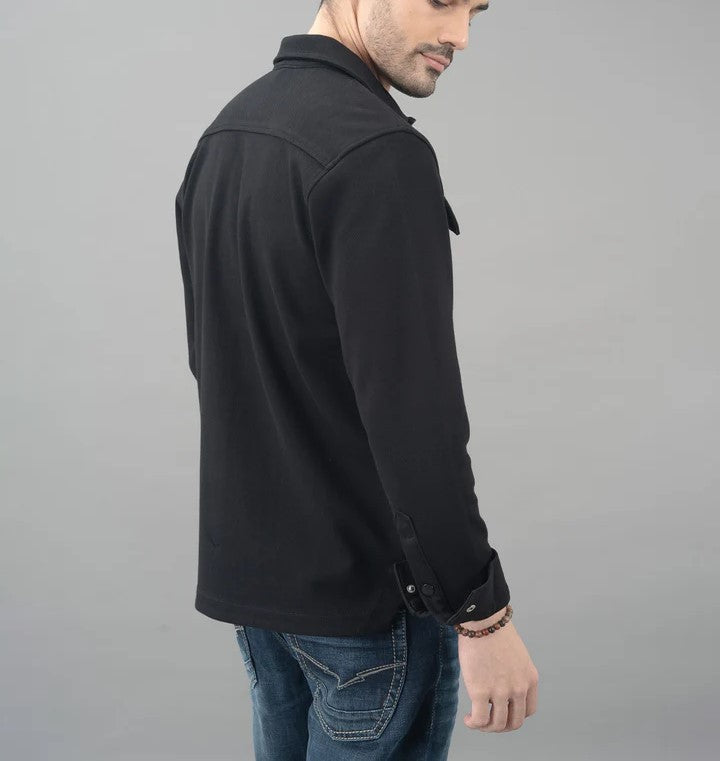 ROOKIES Black Full Sleeve Knit Shacket