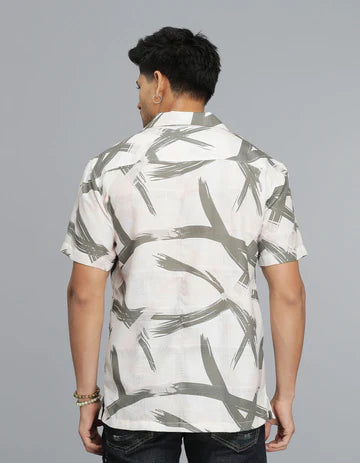 WHITE HALF SLEEVE PRINTED SHIRT
