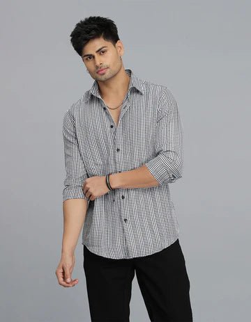 ROOKIES Men's Black Full Sleeves Check Shirt