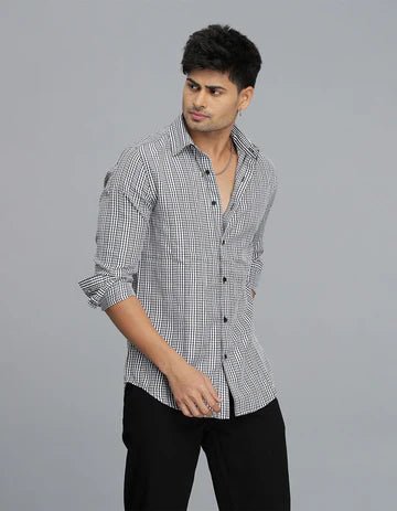 ROOKIES Men's Black Full Sleeves Check Shirt