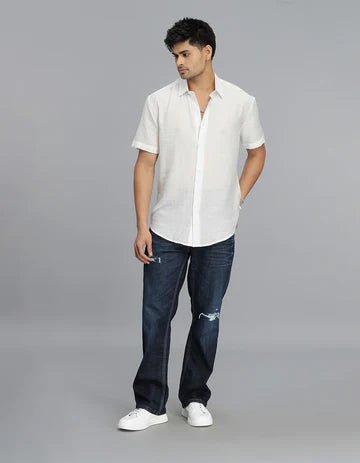 ROOKIES Men's White Half Sleeves Solid Shirt