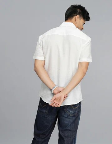 ROOKIES Men's White Half Sleeves Solid Shirt