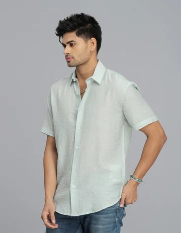 ROOKIES Men's Pista Green Half Sleeves Solid Shirt