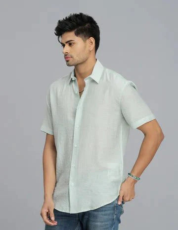 ROOKIES Men's Pista Green Half Sleeves Solid Shirt