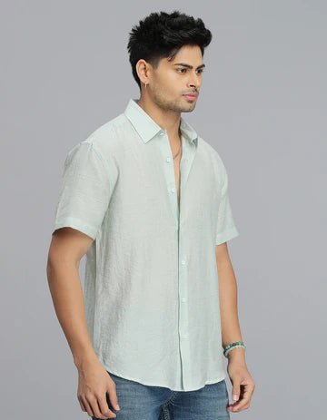 ROOKIES Men's Pista Green Half Sleeves Solid Shirt