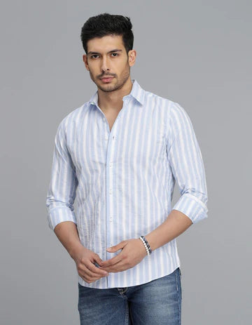 Blue Full Sleeves Stripe Shirt