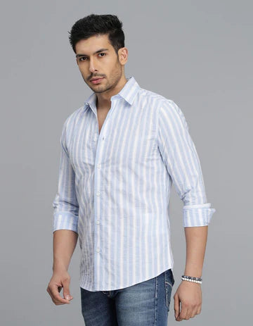 Blue Full Sleeves Stripe Shirt