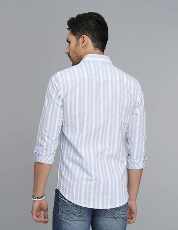 Blue Full Sleeves Stripe Shirt