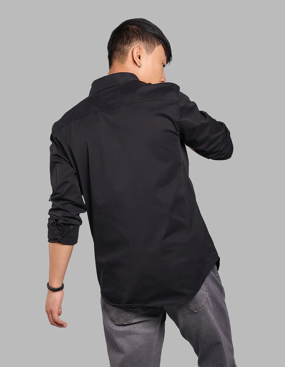 ROOKIES Jet Black Full Sleeve Stretch Cargo Shirt