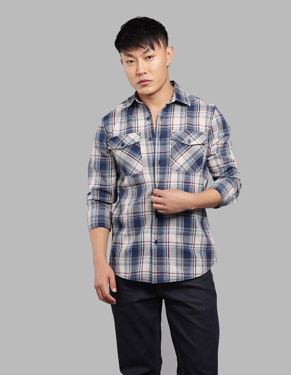 ROOKIES Blue Full Sleeve Check Shirt