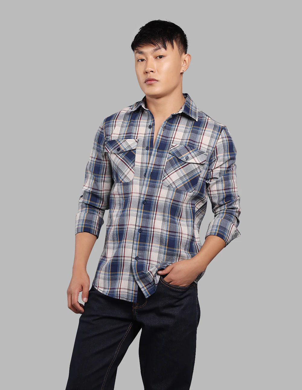 ROOKIES Blue Full Sleeve Check Shirt