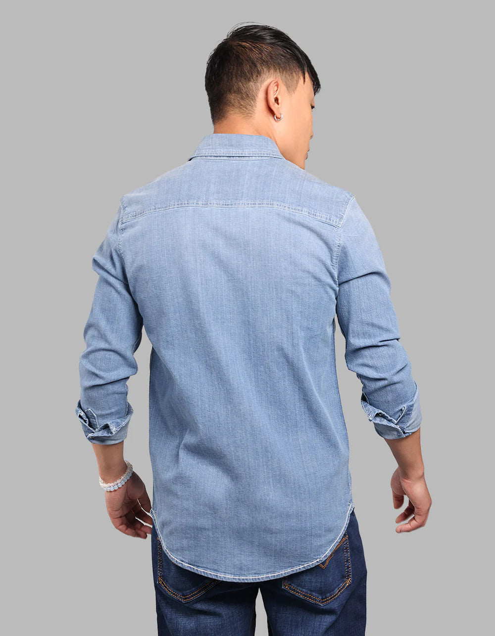 ROOKIES Med Blue Full Sleeve Stretch Denim Shirt