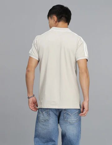 ROOKIES Men's Lt Beige Half Sleeves Pique Polo Tee