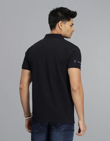 ROOKIES Men's Navy Half Sleeves Pique Polo Tee