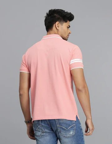 ROOKIES Men's Pink Half Sleeves Pique Polo Tee