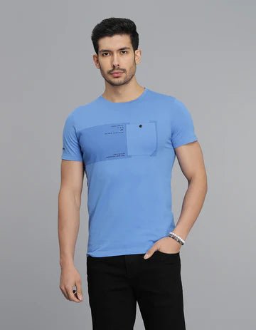 ROOKIES Men's Blue Half Sleeves Round Neck Tee