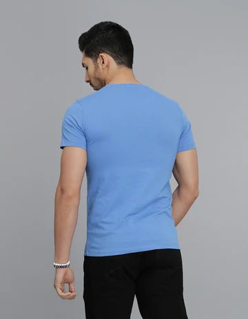 ROOKIES Men's Blue Half Sleeves Round Neck Tee