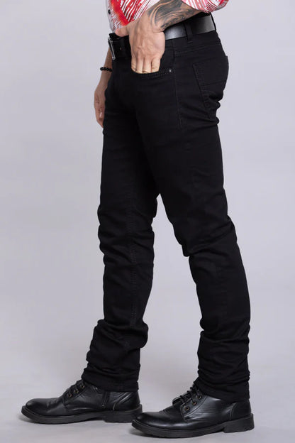 ROOKIES Black 5 Pocket Mid-Rise Slim Straight Fit Jeans