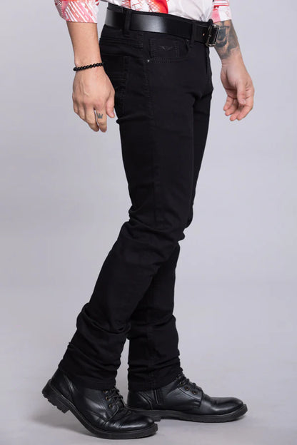 ROOKIES Black 5 Pocket Mid-Rise Slim Straight Fit Jeans