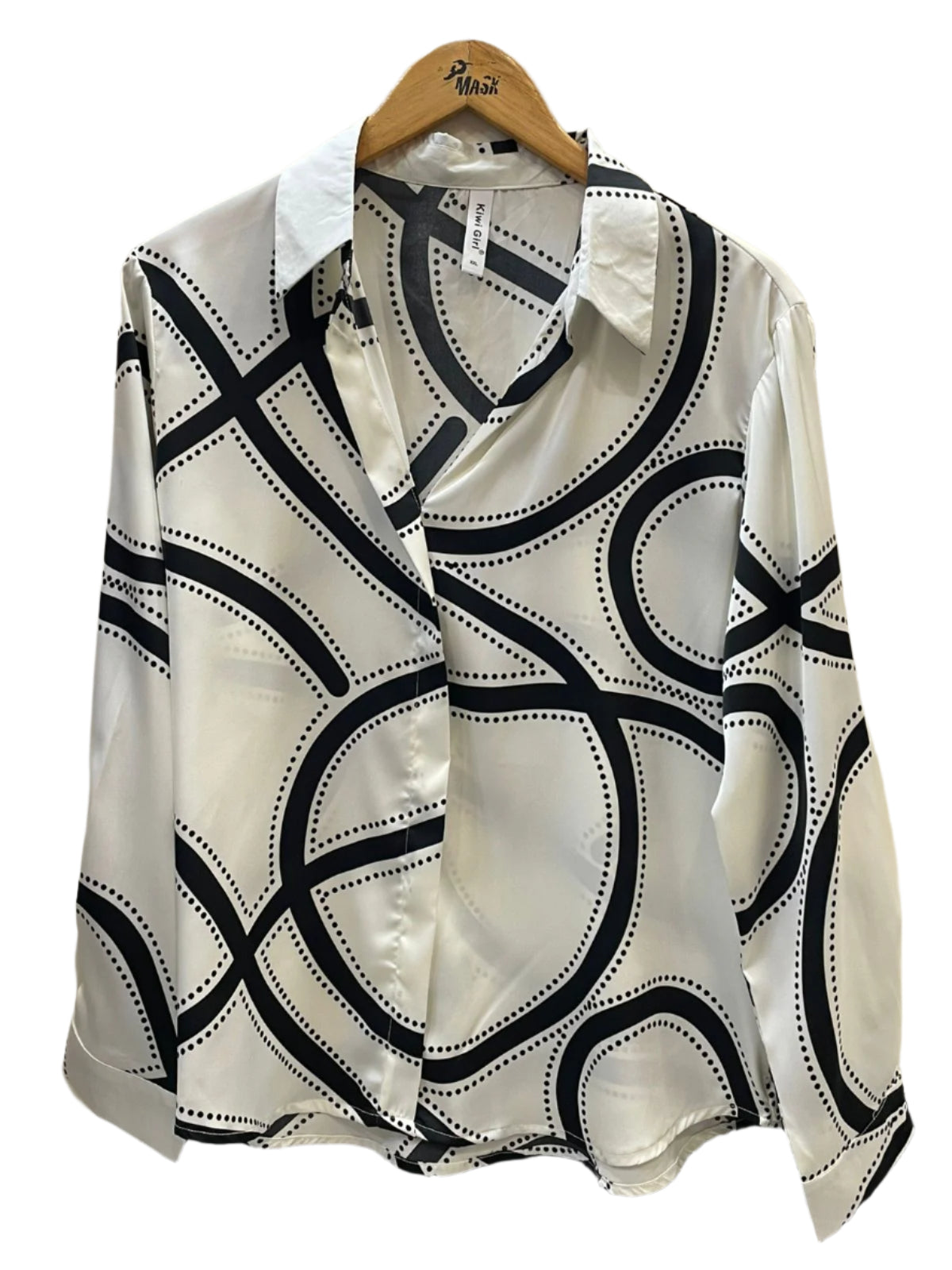 Women's Geometric Pattern Satin Shirt