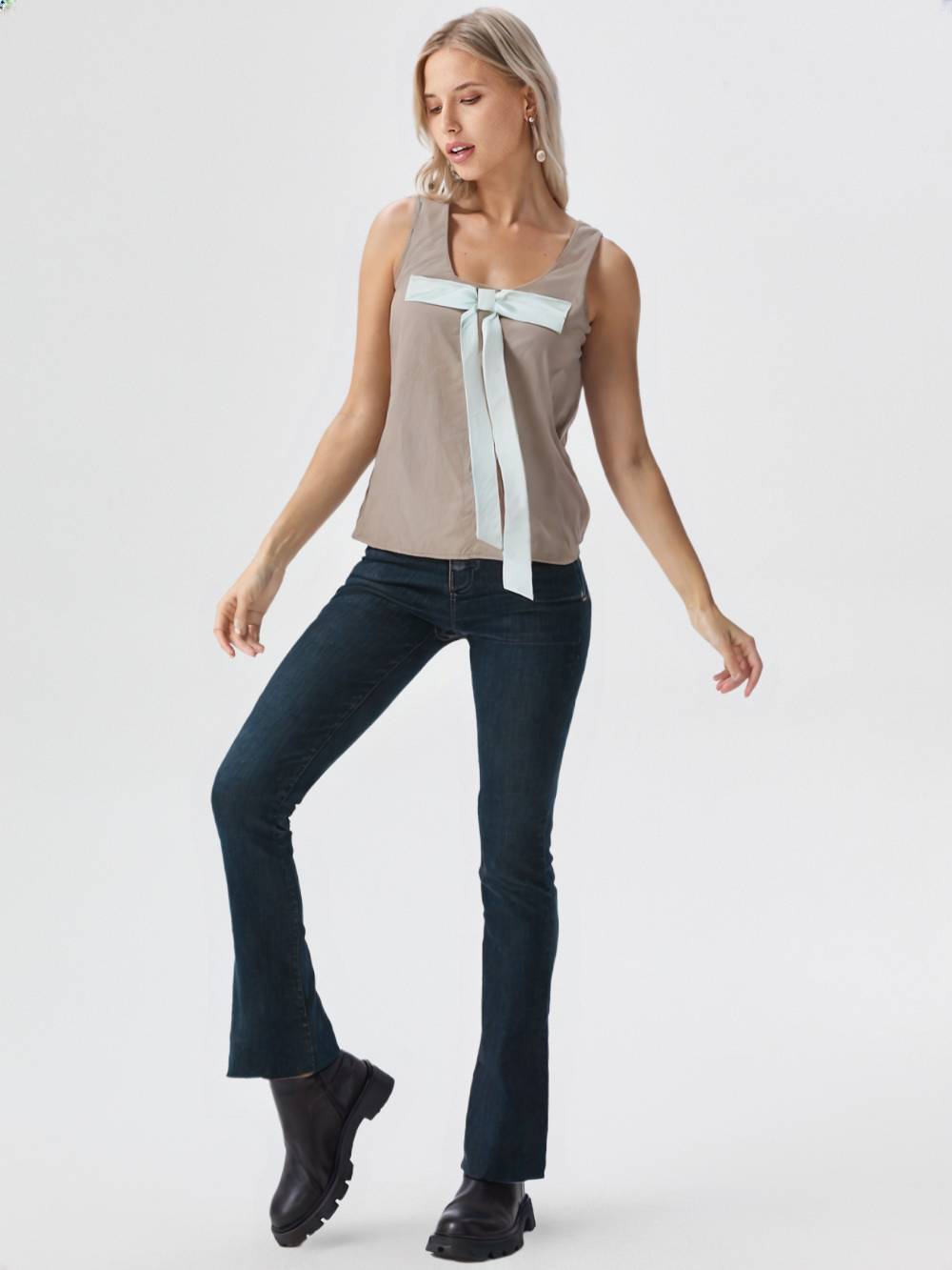 Women's Cute Bow Accent Top – Sleeveless Casual Fit