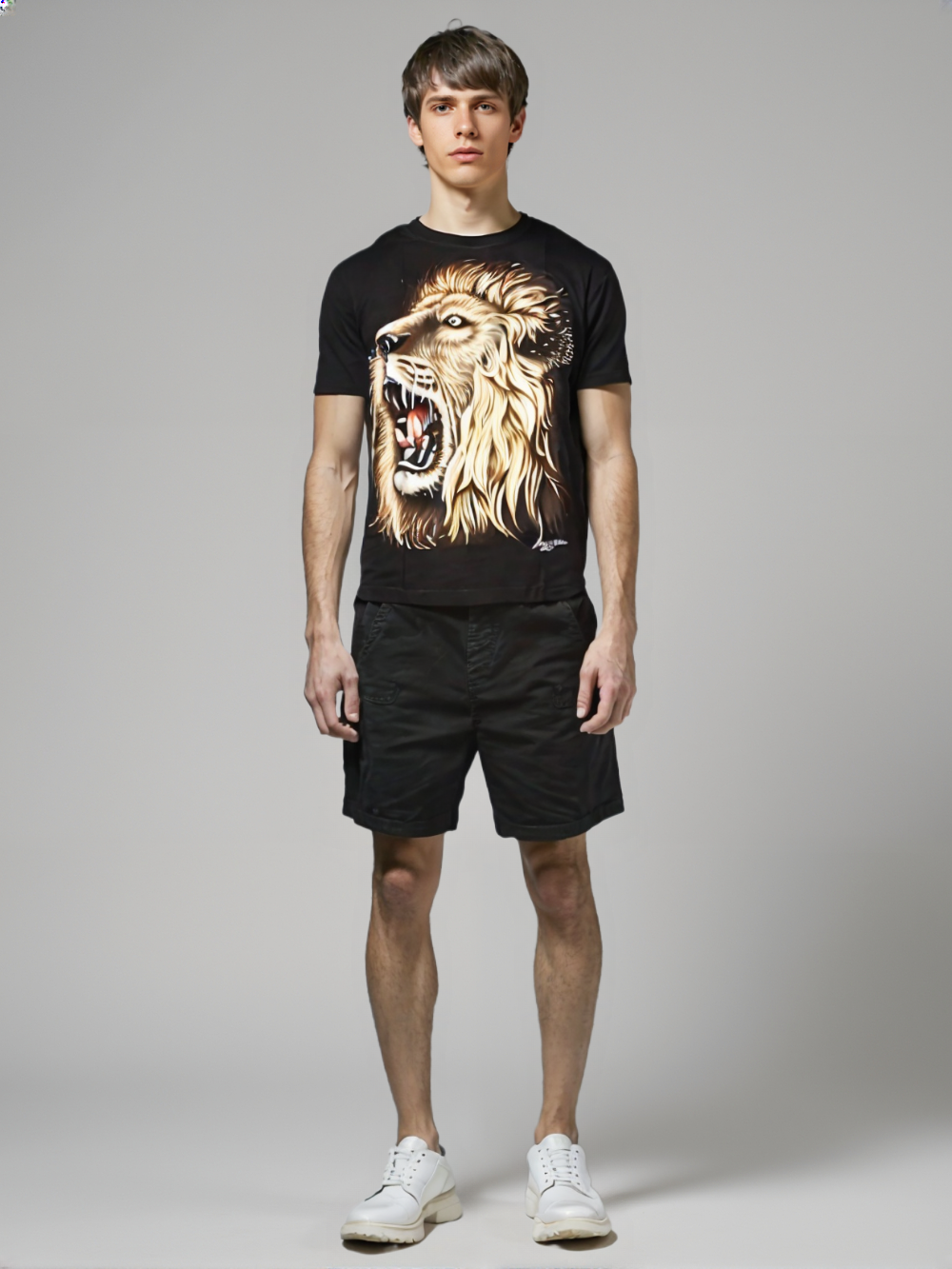 AA-Men Roar of the King – 3D Lion Graphic T-Shirt for Alpha Style