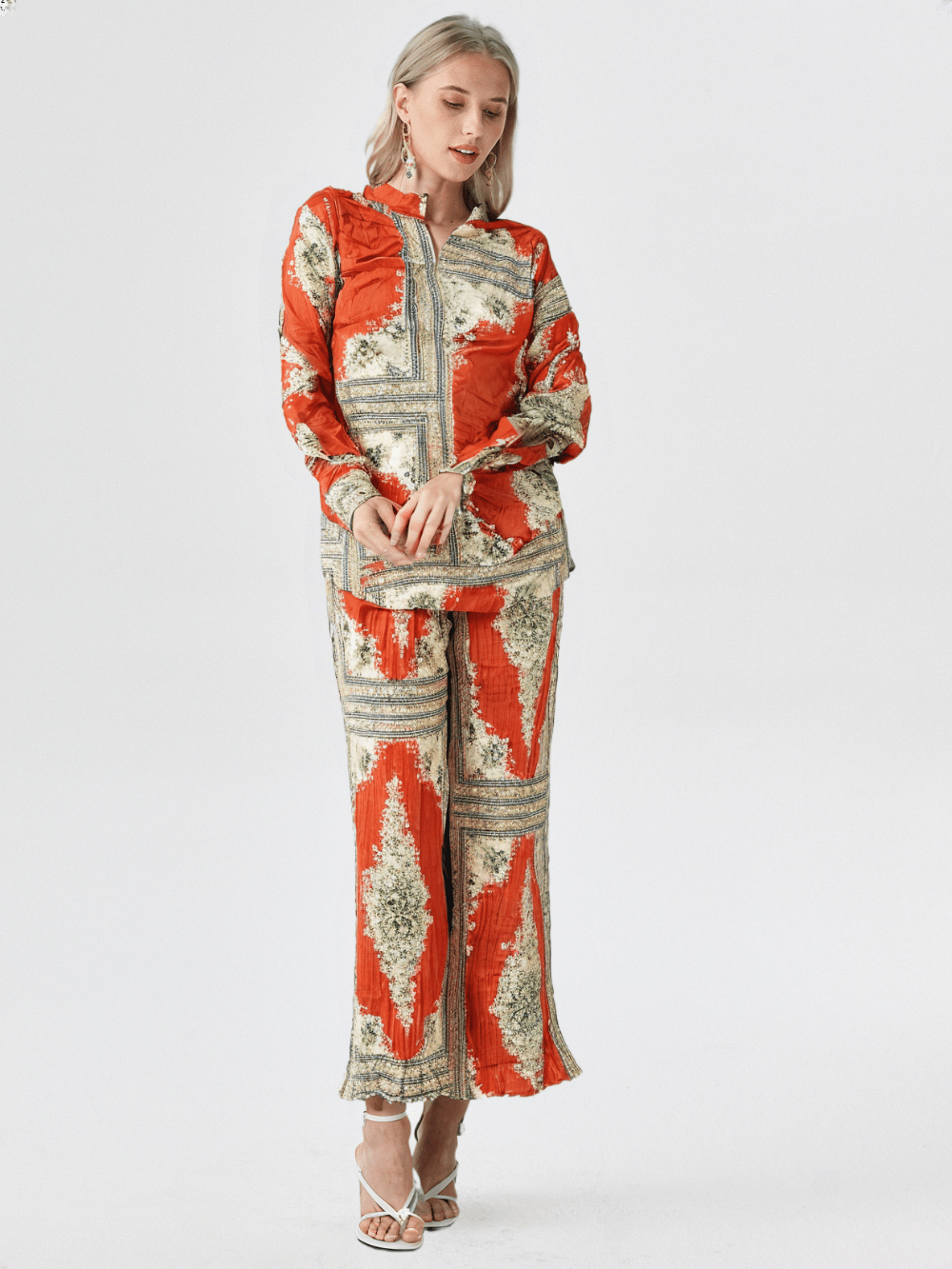 Women's Orange printed Co-Ord set