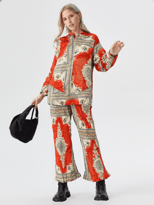 Women's Orange printed Co-Ord set