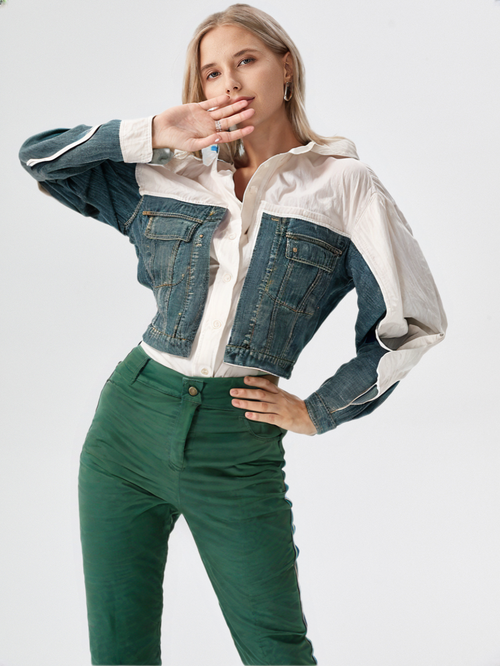Women's Denim & White Shirt