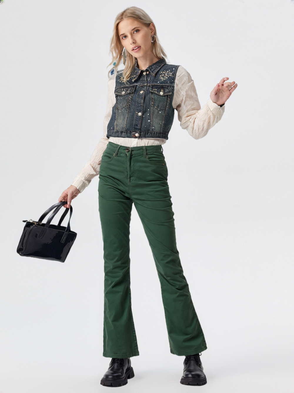 Women's Denim & White Shirt