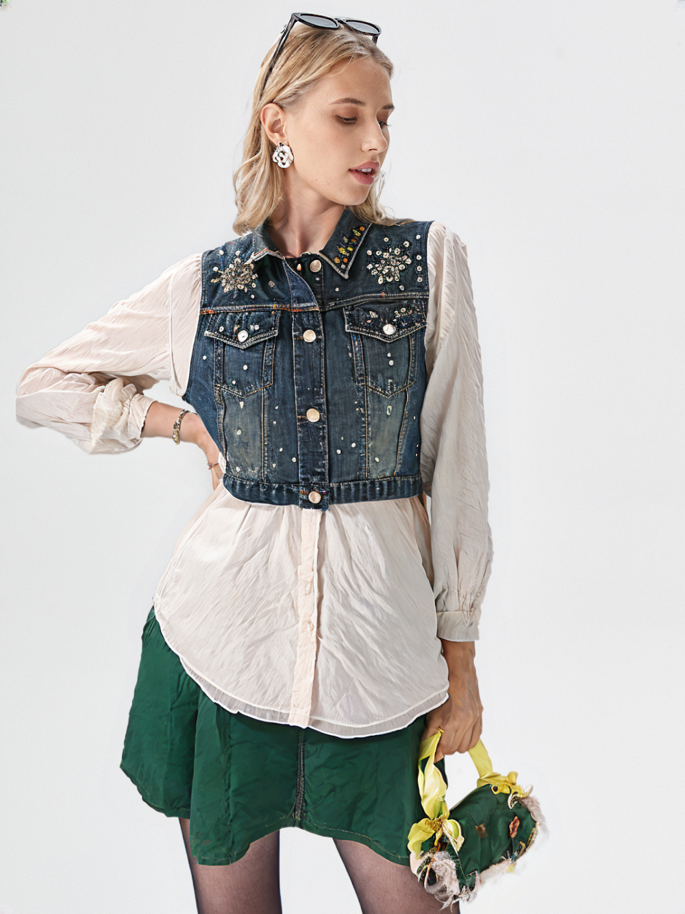 Women's Denim & White Shirt