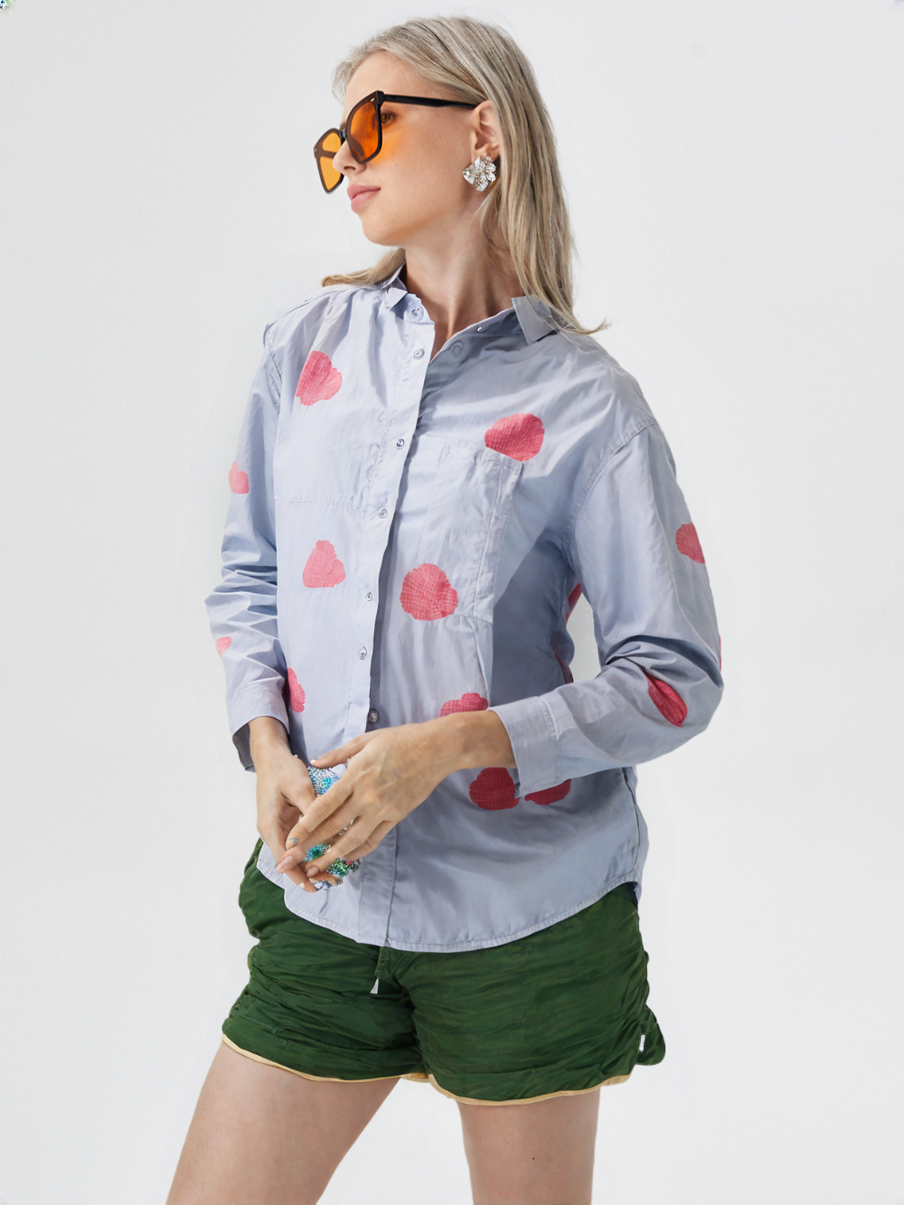 Women's Heart Printed Cotton Shirt