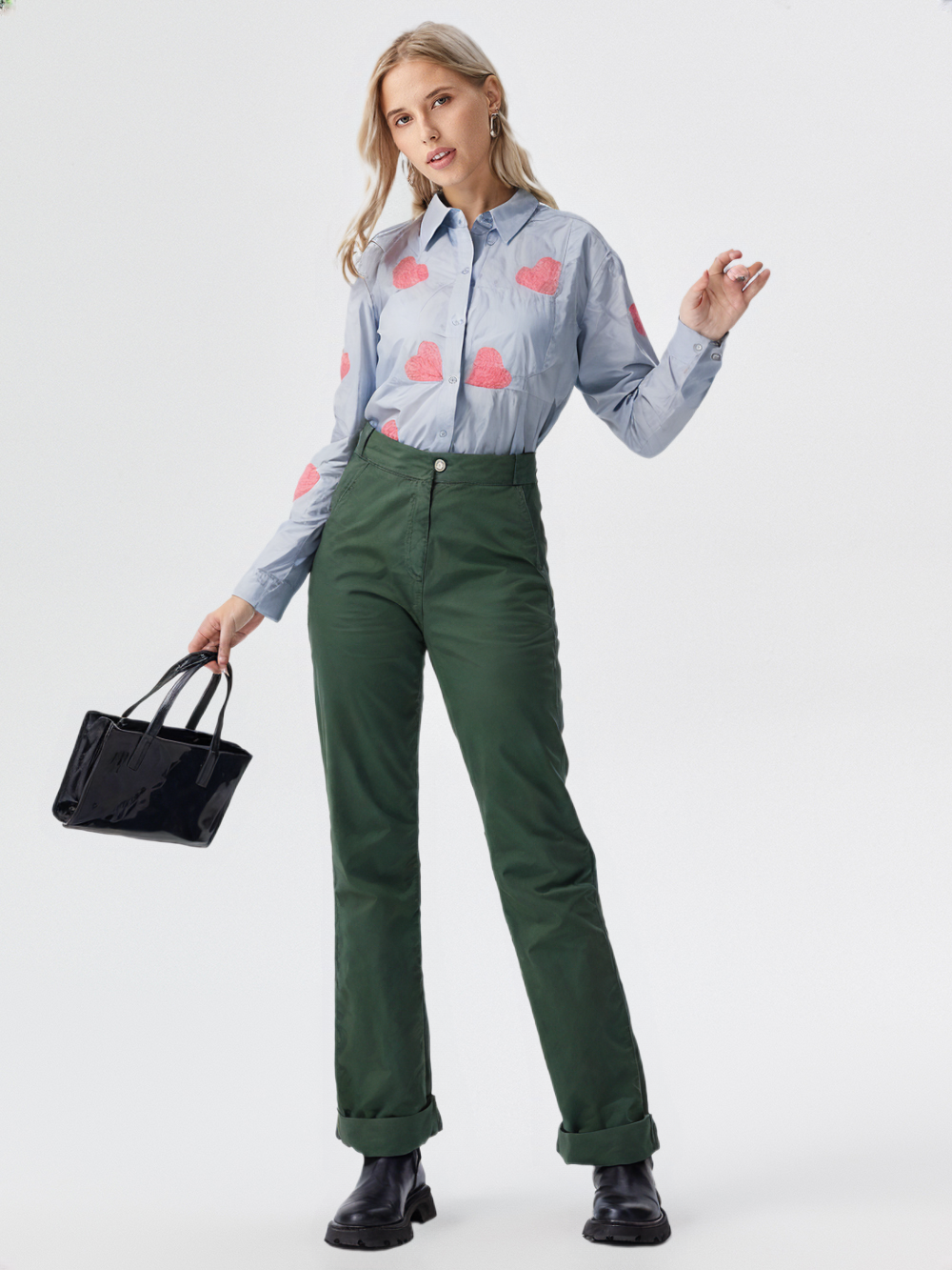 Women's Heart Printed Cotton Shirt
