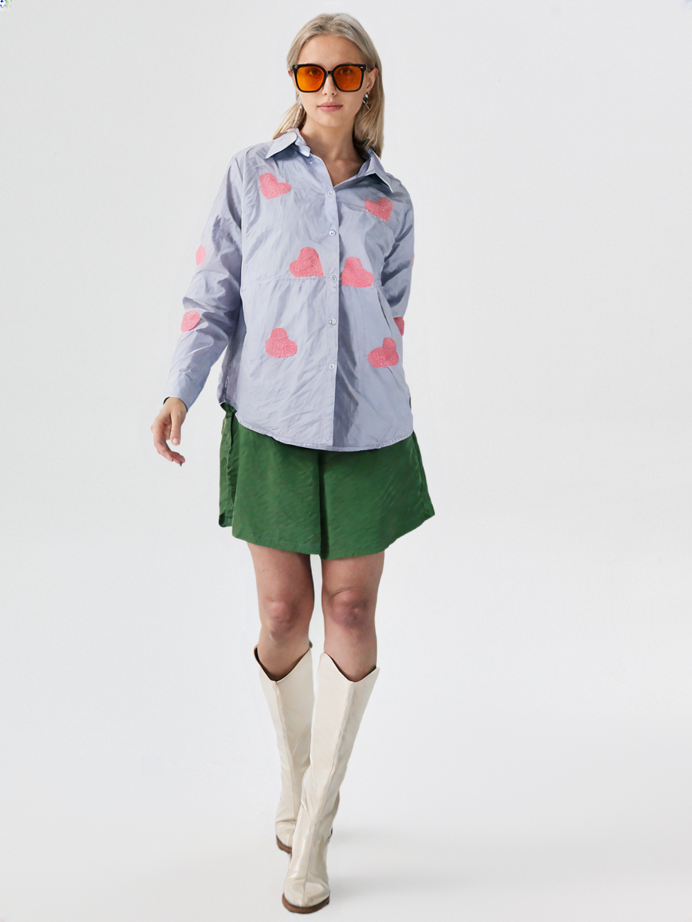 Women's Heart Printed Cotton Shirt