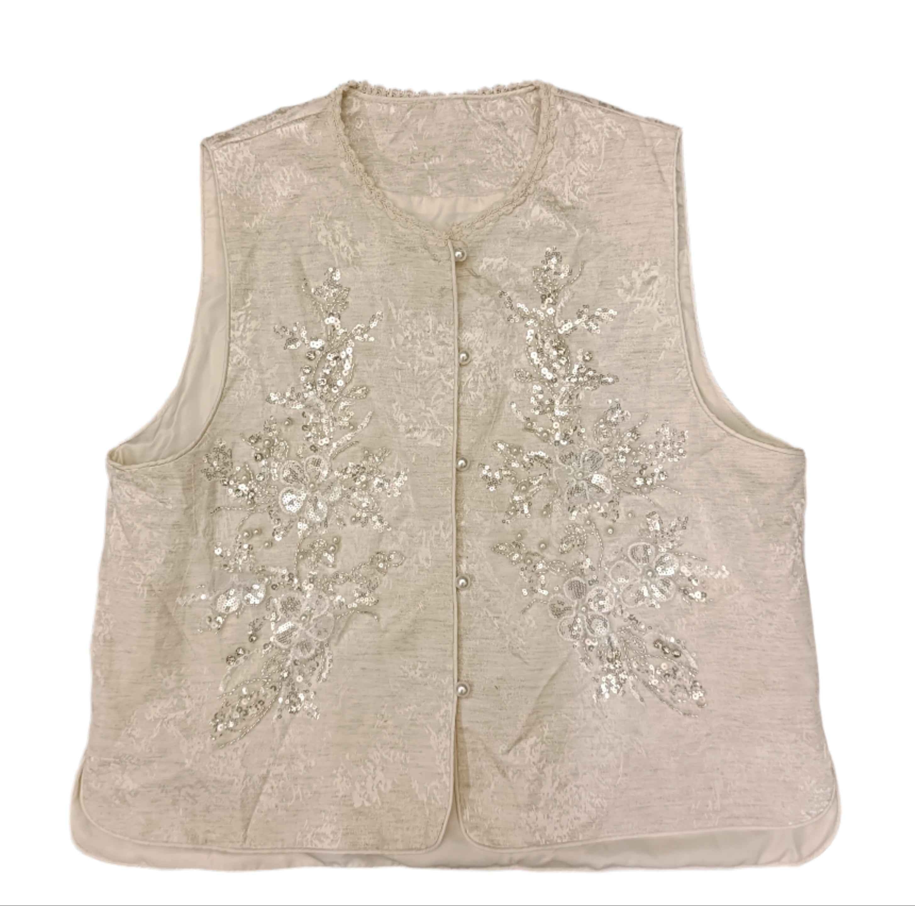 Women's Moonlight Bloom Embellished Cream Shrug