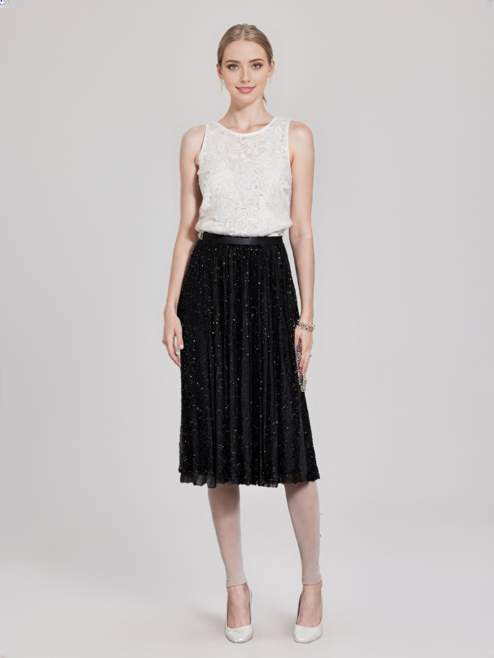 Women's Stardust Noir Pleated Tulle Skirt