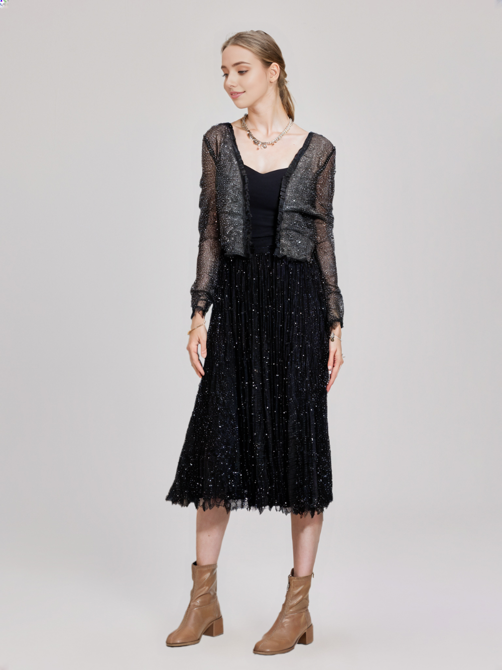 Women's Stardust Noir Pleated Tulle Skirt