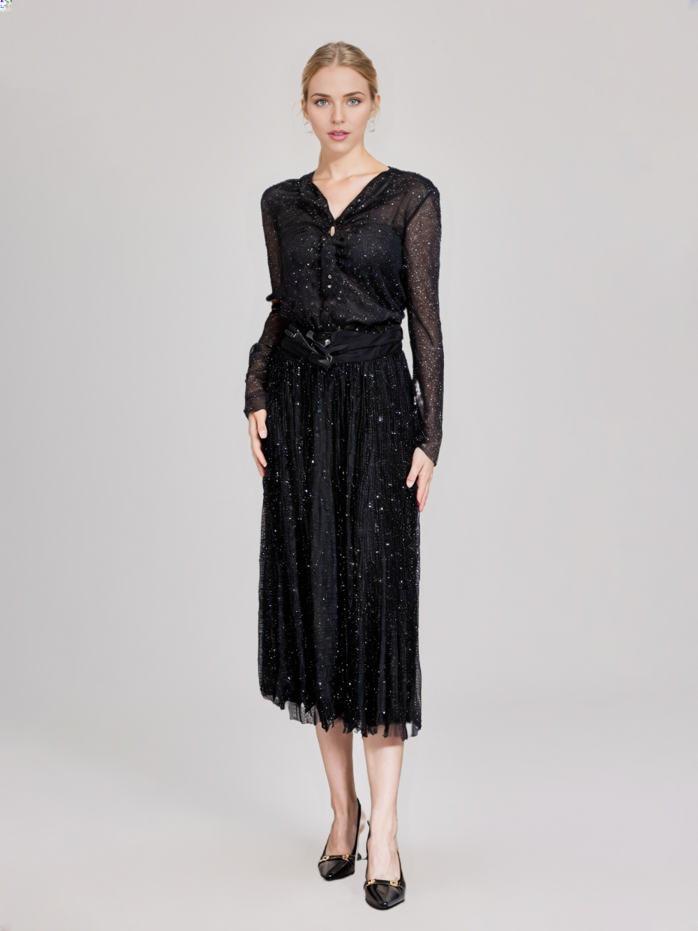 Women's Stardust Noir Pleated Tulle Skirt