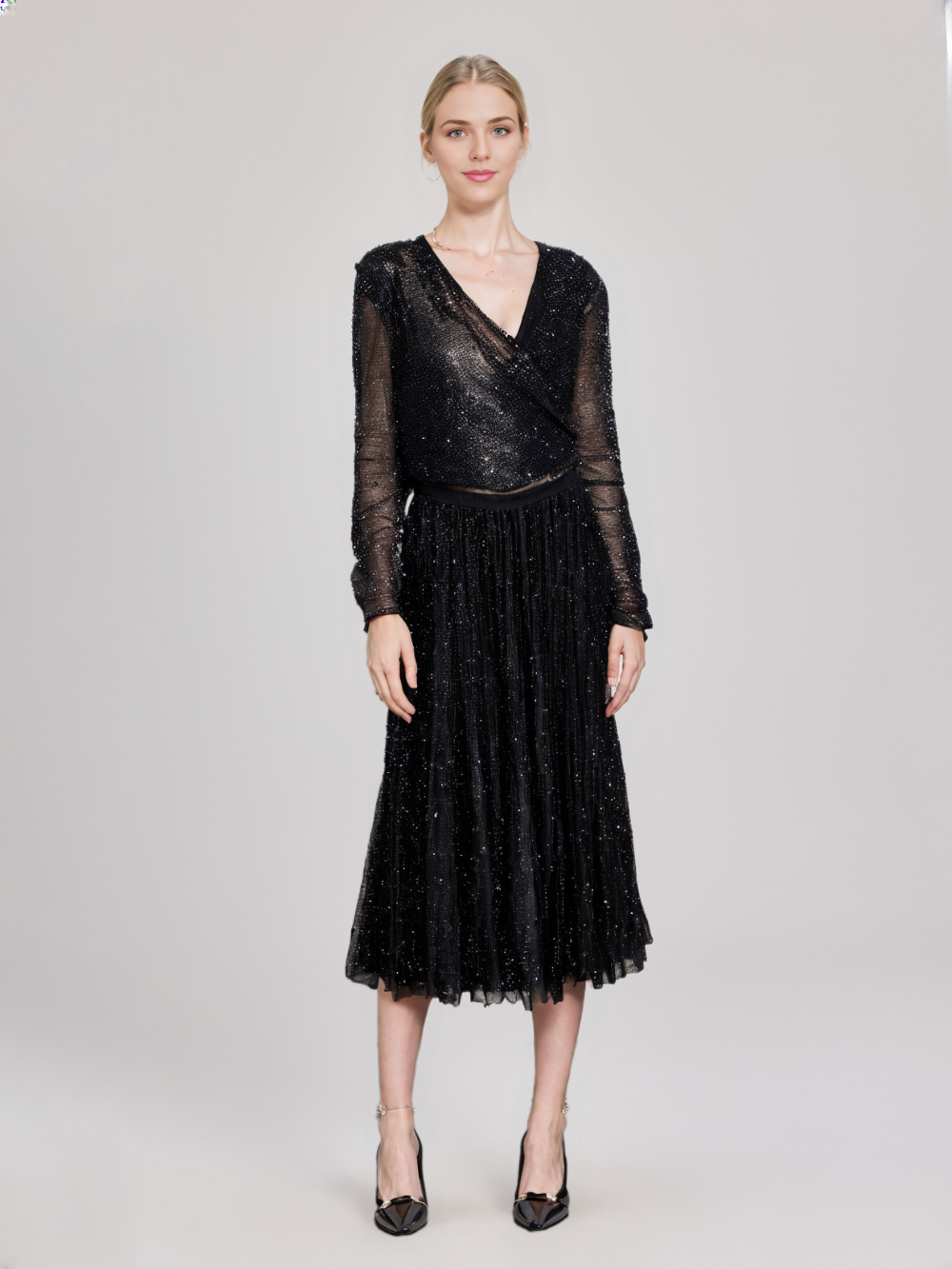 Women's Stardust Noir Pleated Tulle Skirt