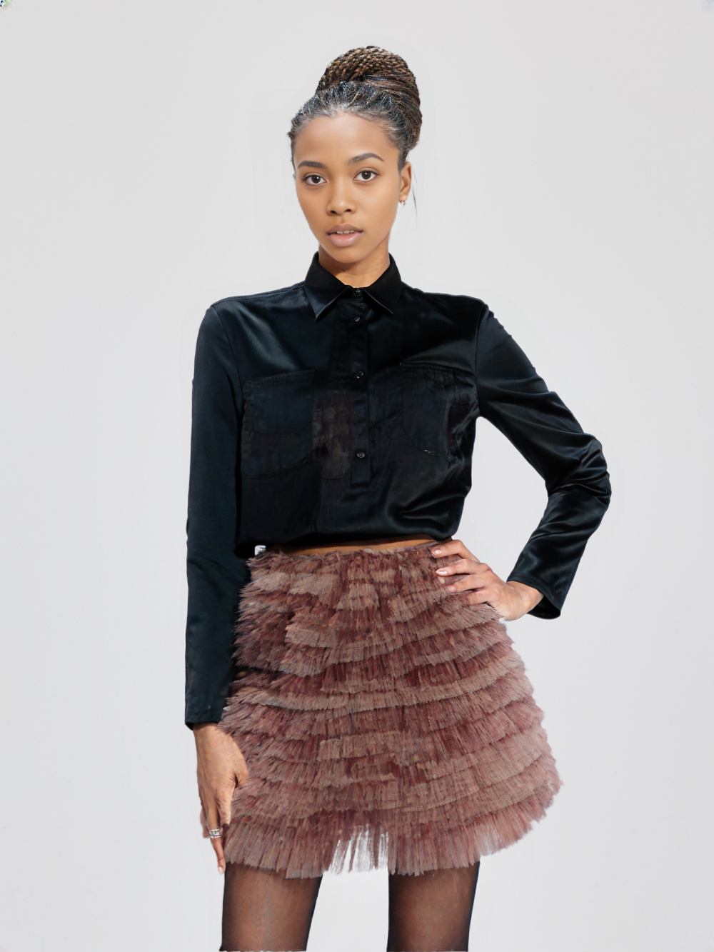 Women's Net Skirt with Subtle Abstract Print
