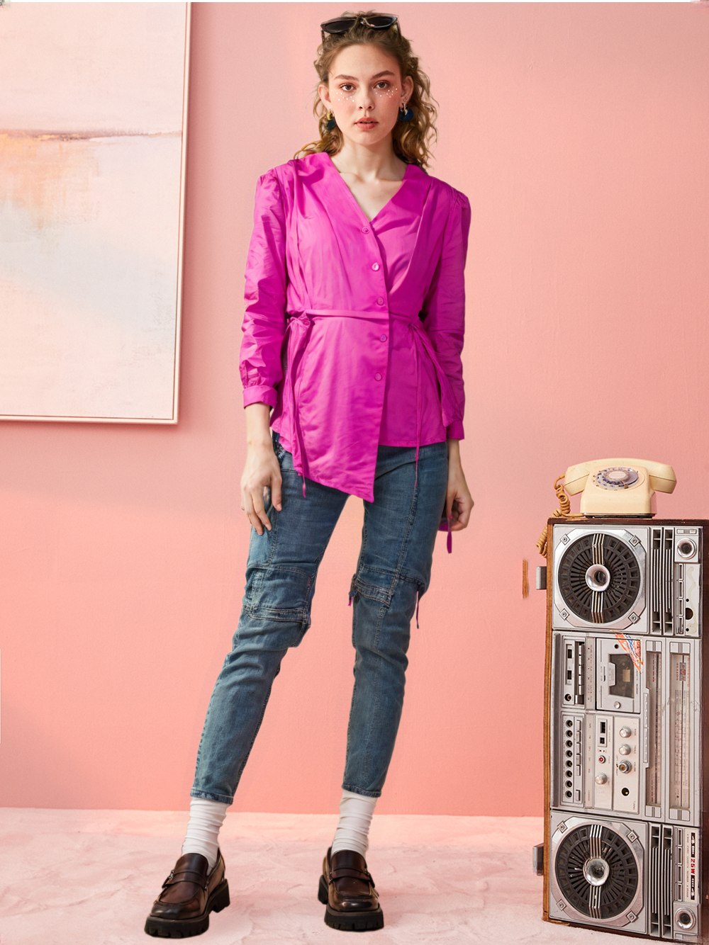 Women's V-Neck Button Down Top