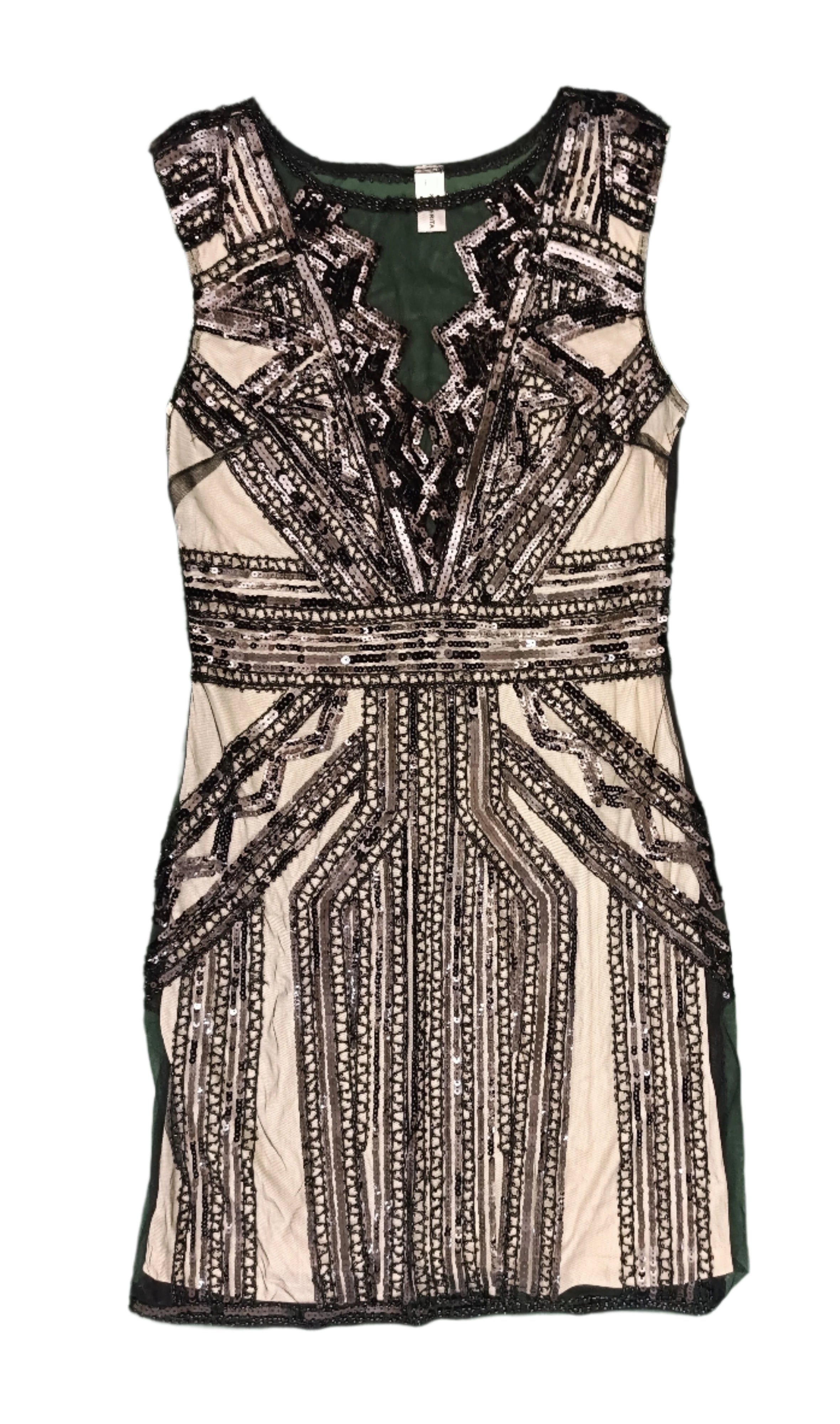 Women's Glamorous Black Geometric Sequin Party Dress