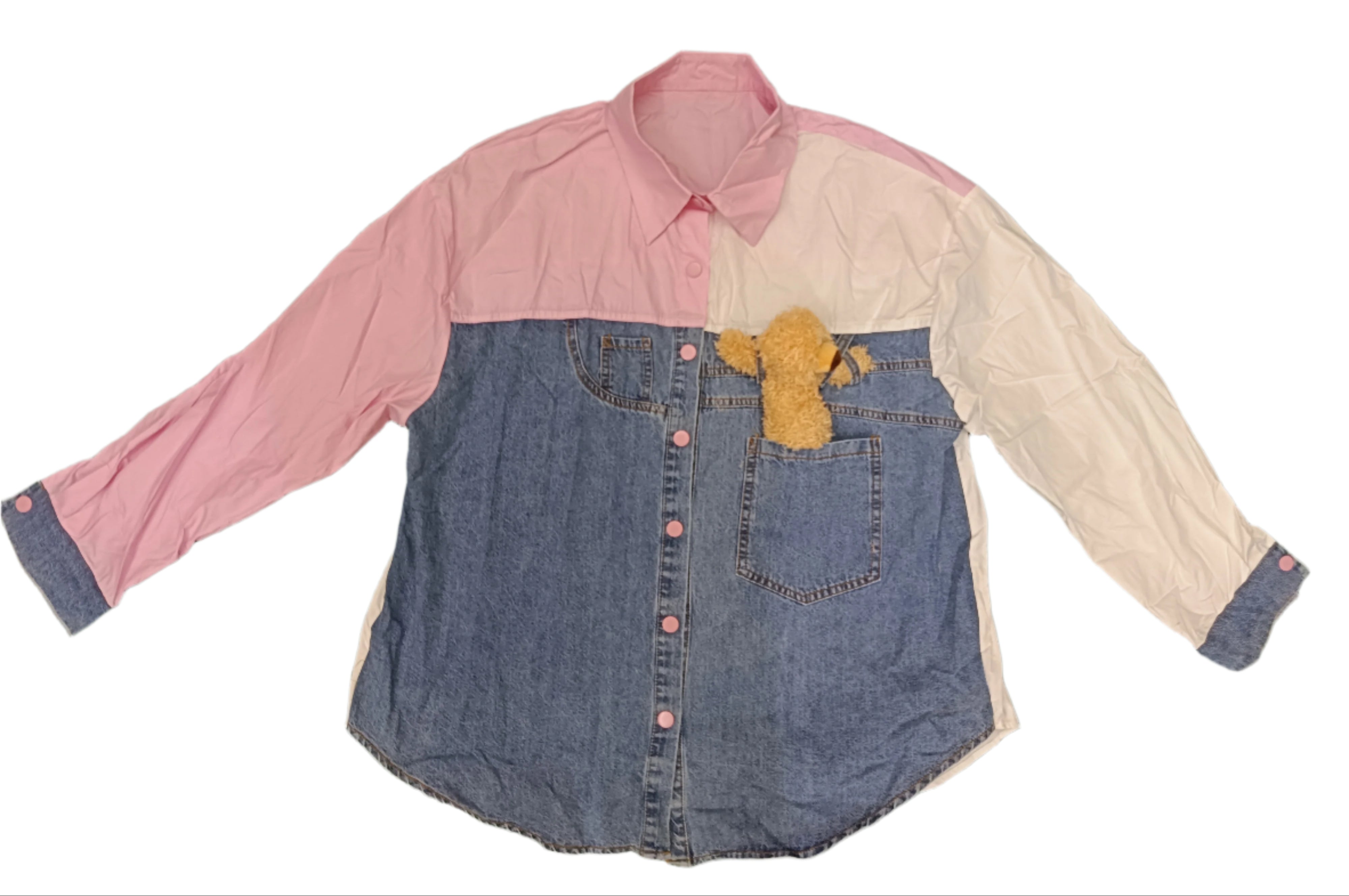 Women's Denim Shirt with Teddy Pocket
